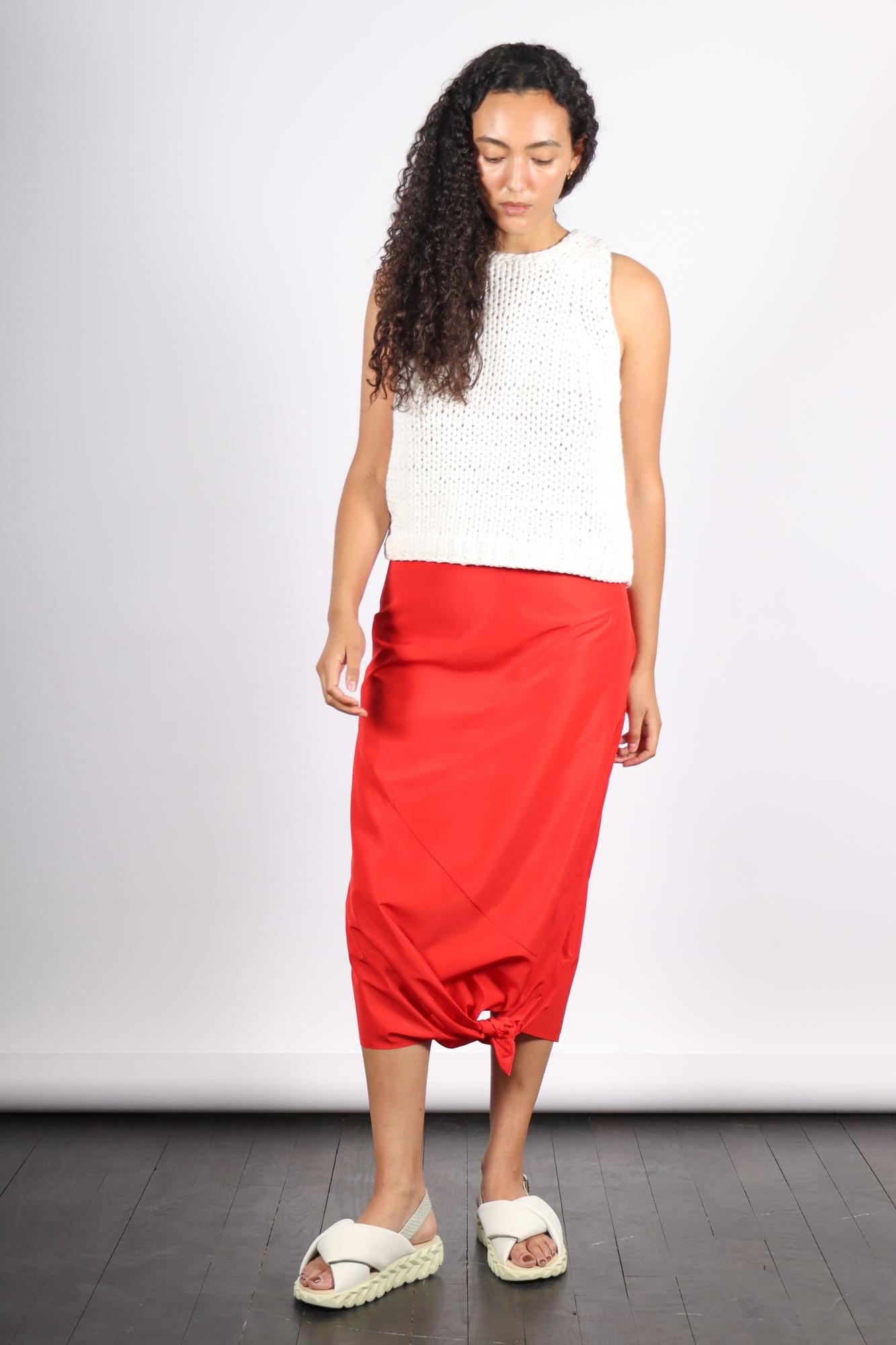 Italian Sporty Nylon Tie Skirt in Lava by Tibi-Tibi-Idlewild