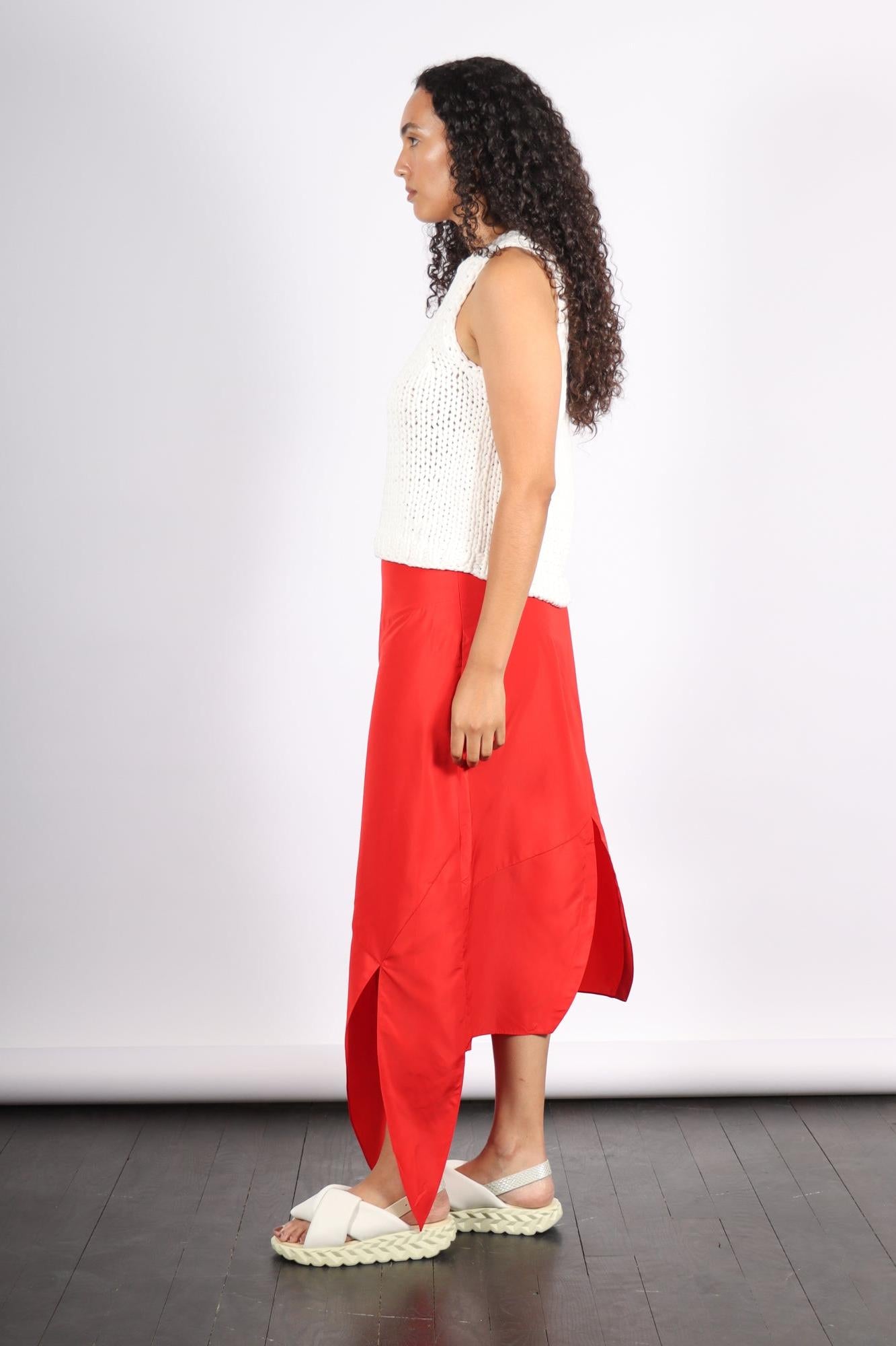 Italian Sporty Nylon Tie Skirt in Lava by Tibi-Tibi-Idlewild