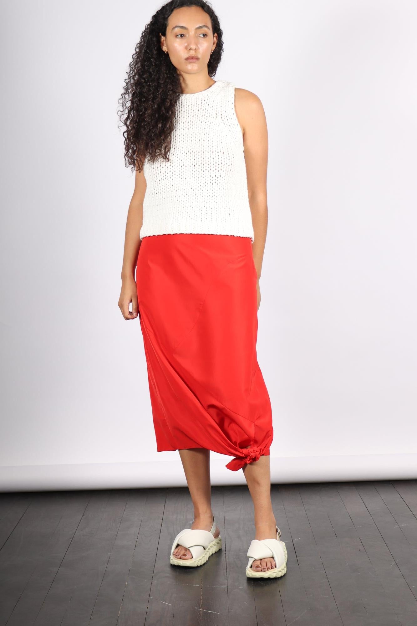 Italian Sporty Nylon Tie Skirt in Lava by Tibi-Tibi-Idlewild