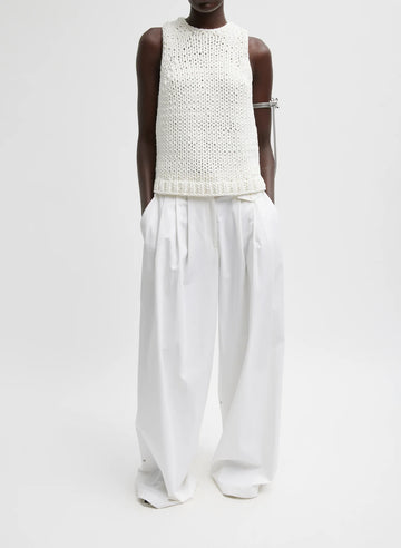 Deluxe Tube Yarn Sweater Tank Sweatshirt in White by Tibi