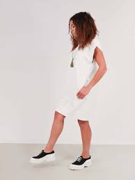 Dog Tag Sweatshirt Dress in White by MM6 Maison Margiela