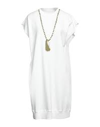 Dog Tag Sweatshirt Dress in White by MM6 Maison Margiela