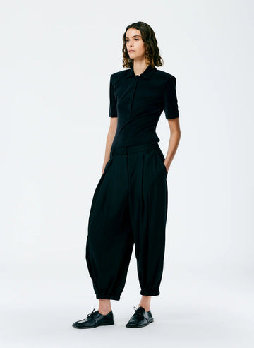 Dominic Pleated Balloon Pant in Black Pinstripe by Tibi