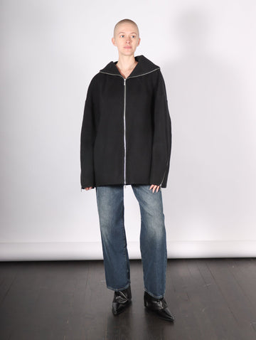 Double Faced Cocoon Zip Up in Black by Helmut Lang