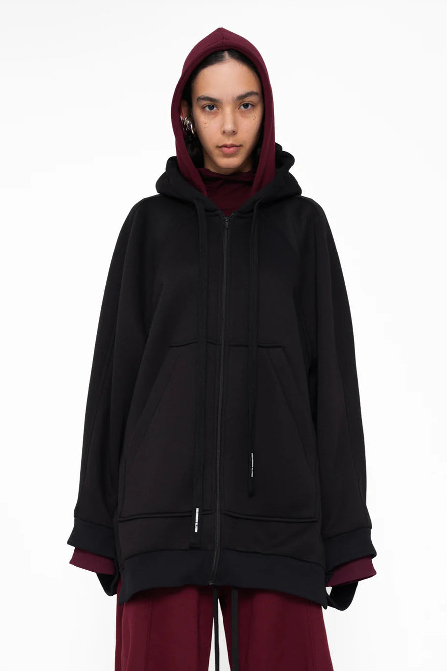 Double Hood Hoodie in Black by Melitta Baumeister