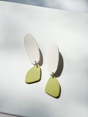 Double Porcelain Earrings in Matcha & White by Julie Clark-Idlewild