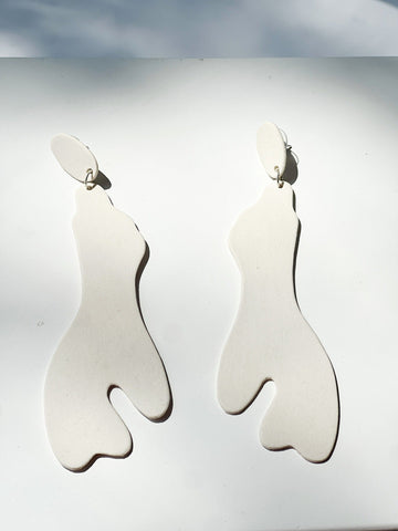 Double Porcelain Earrings in White by Julie Clark-Idlewild