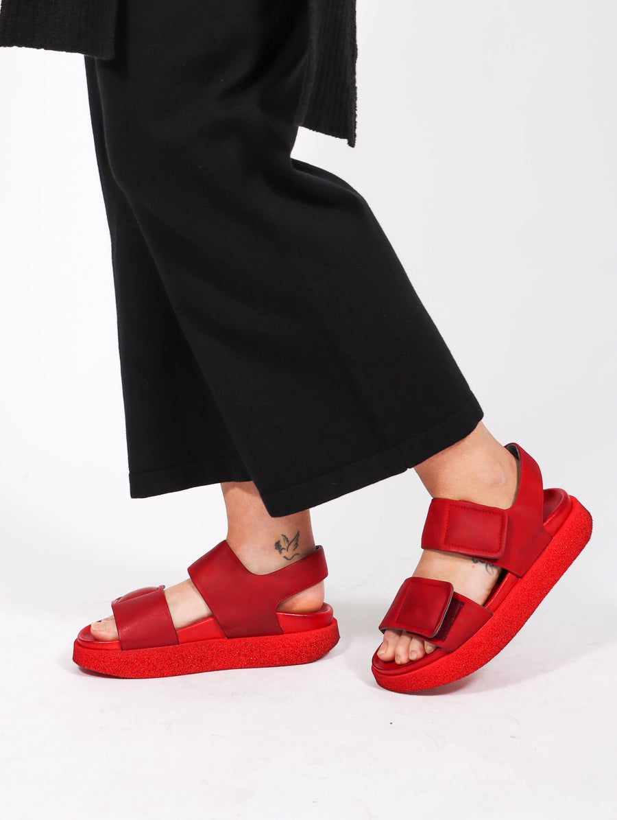 Double Strap Sandal in Red by Lofina-Idlewild