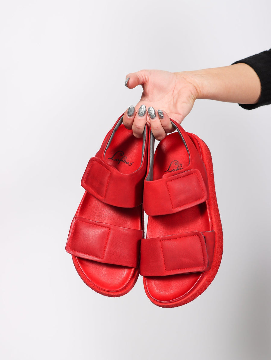 Double Strap Sandal in Red by Lofina-Idlewild