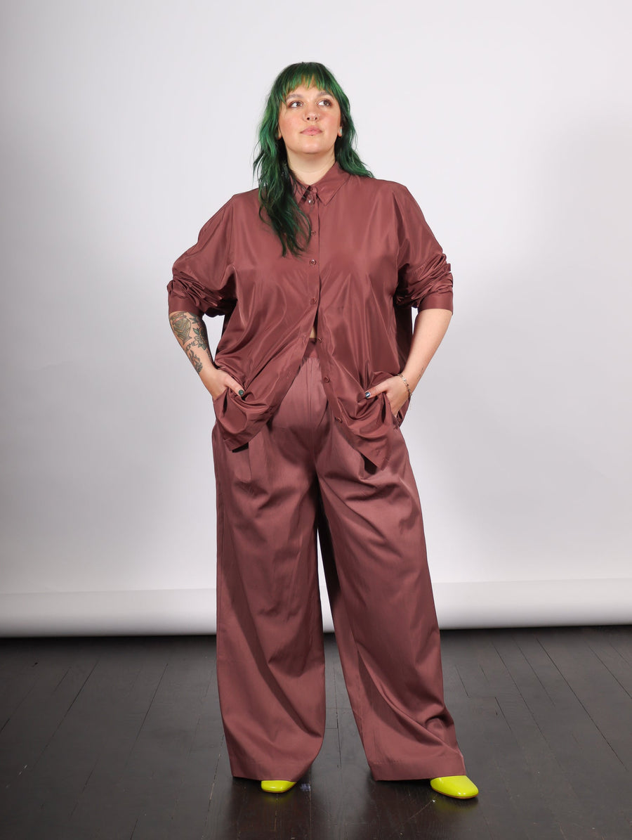 Drapey Suiting Marit Pull On Pants in Cinnamon by Tibi-Idlewild