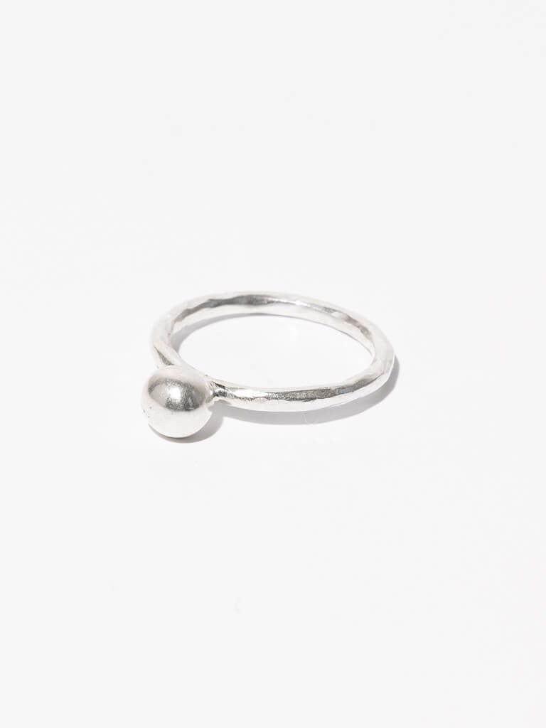 Droplet Stacking Ring in Hammered Sterling Silver by Mulxiply