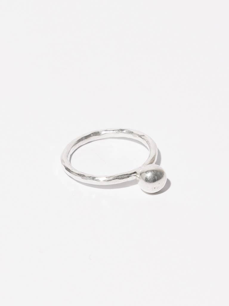 Droplet Stacking Ring in Hammered Sterling Silver by Mulxiply