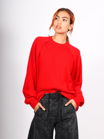 Feather Weight Cashmere Easy Cocoon Tunic in Red by Tibi-Idlewild