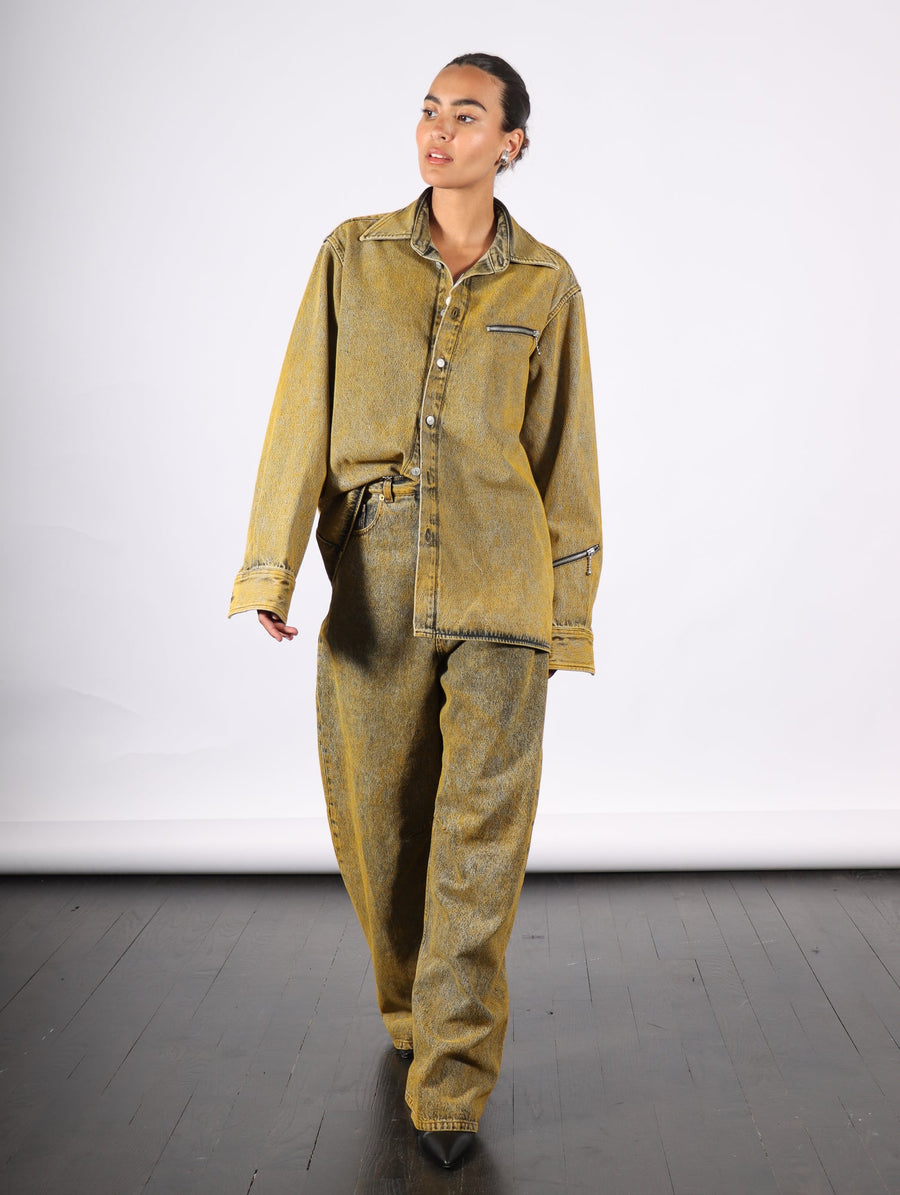 Five Pocket Pants in Yellow Wash by MM6 Maison Margiela