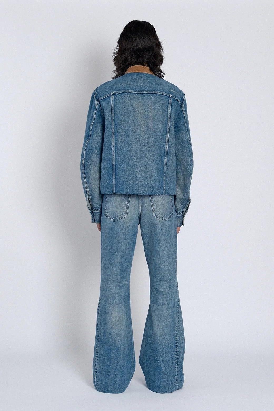 Flare Jean Trouser in Green Blue by Tanaka Denim-Bottoms-TANAKA-Idlewild