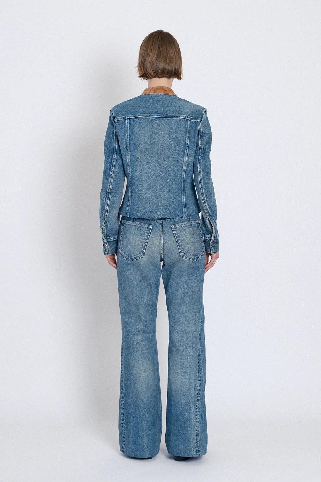 Flare Jean Trouser in Green Blue by Tanaka Denim-Bottoms-TANAKA-Idlewild