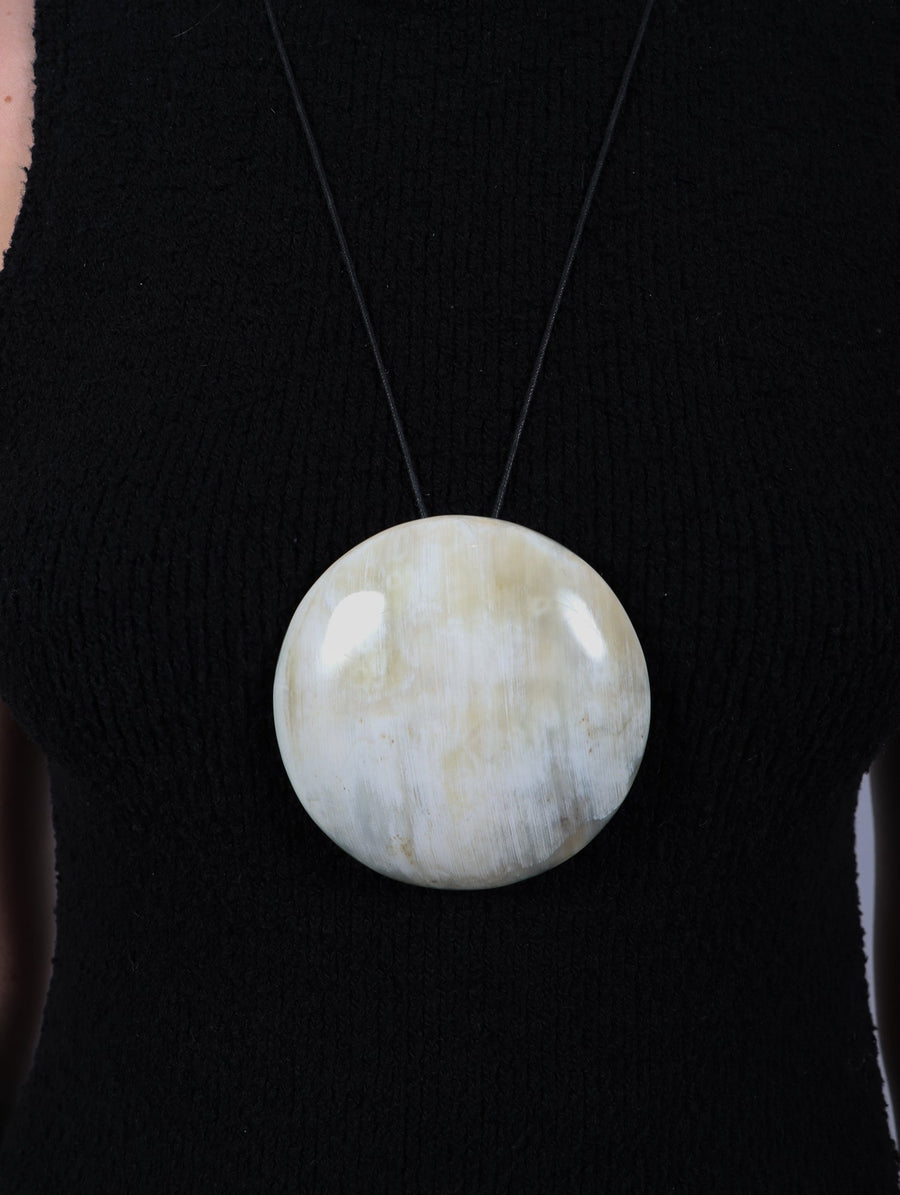 Flat Ball Pendant Necklace in Beige by CATH•S-Idlewild
