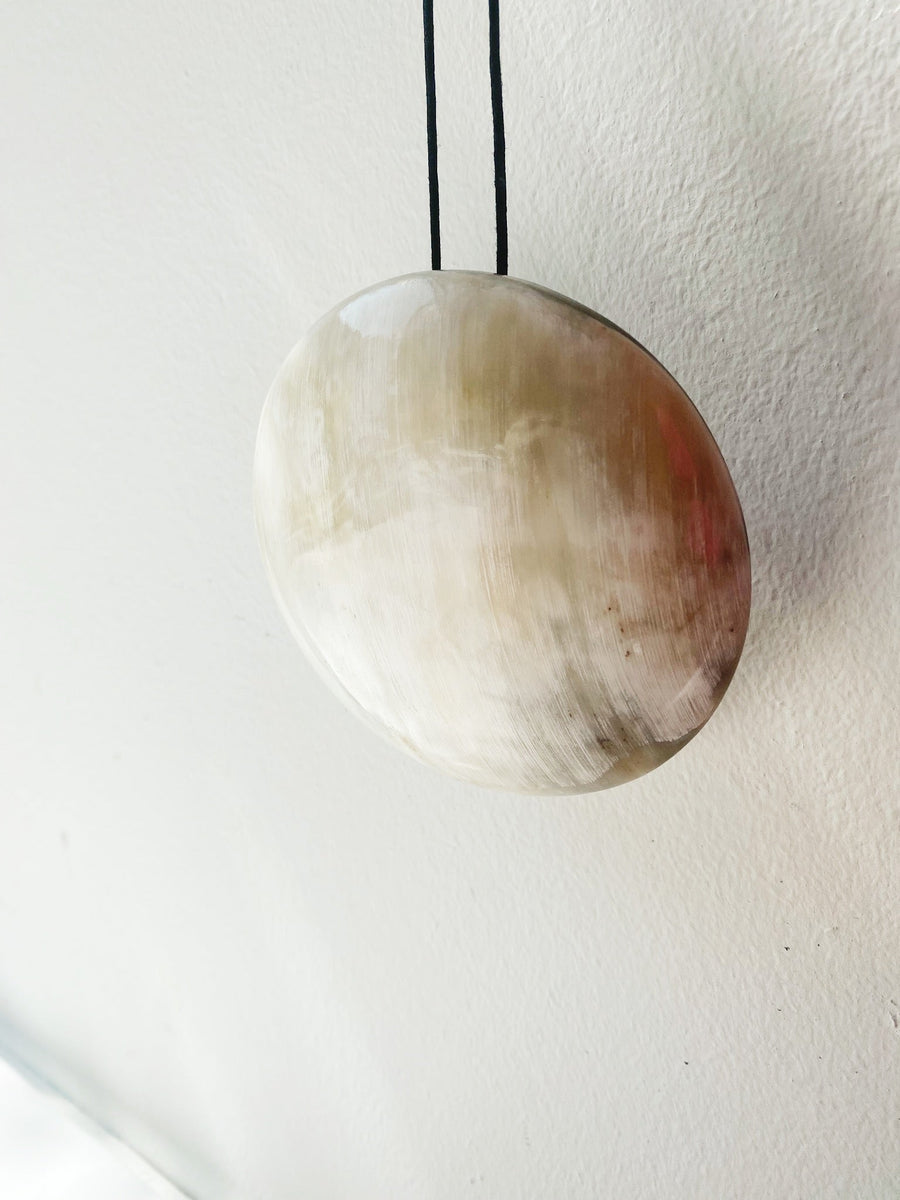 Flat Ball Pendant Necklace in Beige by CATH•S-CATH•S-Idlewild