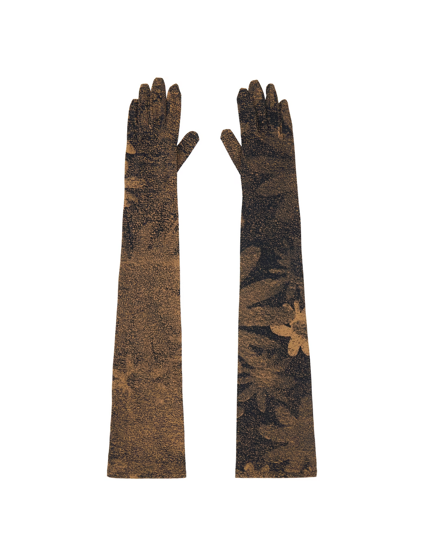 Floral Gloves in Brown & Black by MM6 Maison Margiela