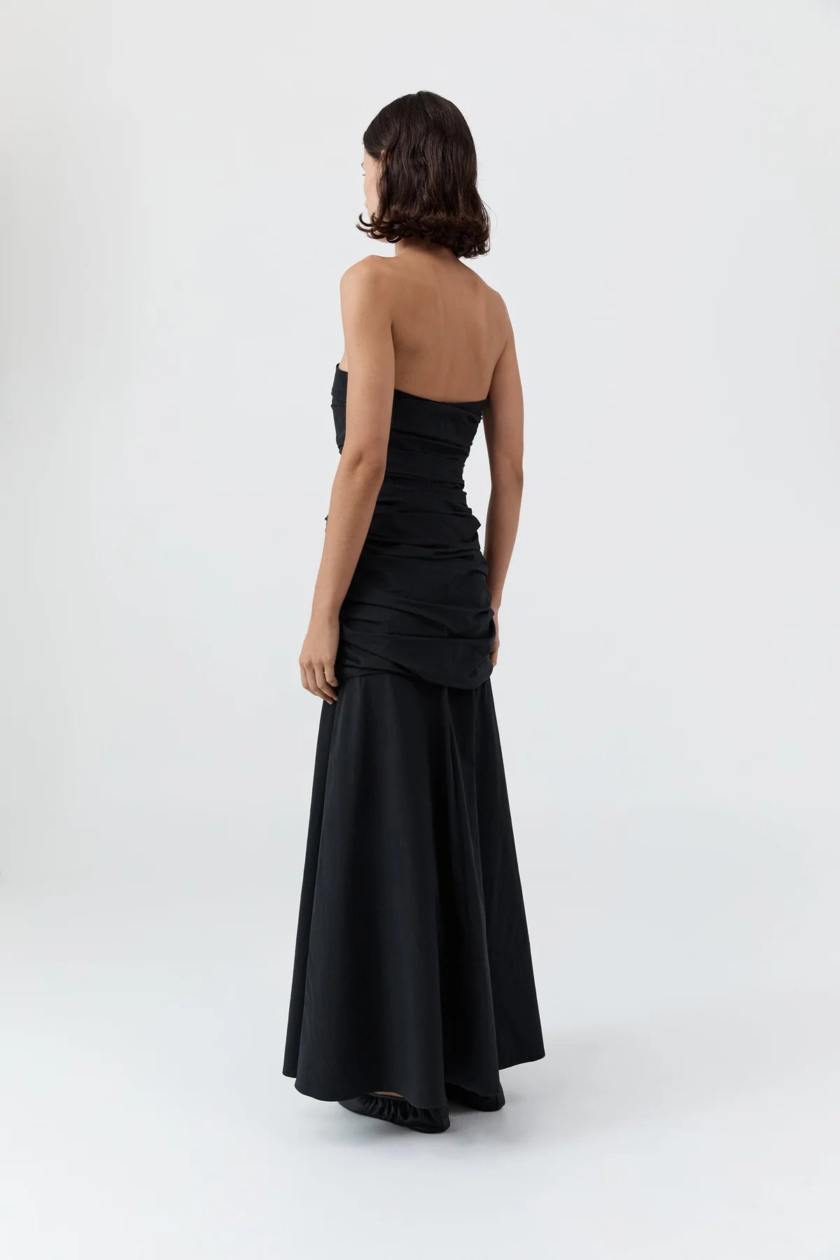 Gathered Strapless Longline Dress in Black by St. Agni-Dresses-St. Agni-Idlewild