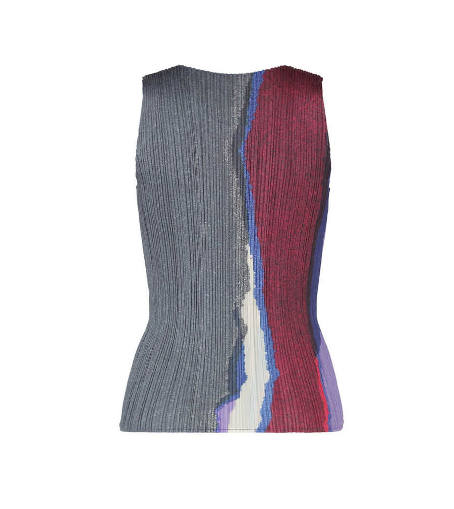 Grainy Colors Top in Dark Blue Gray by Pleats Please Issey Miyake-Tops-Pleats Please Issey Miyake-Idlewild