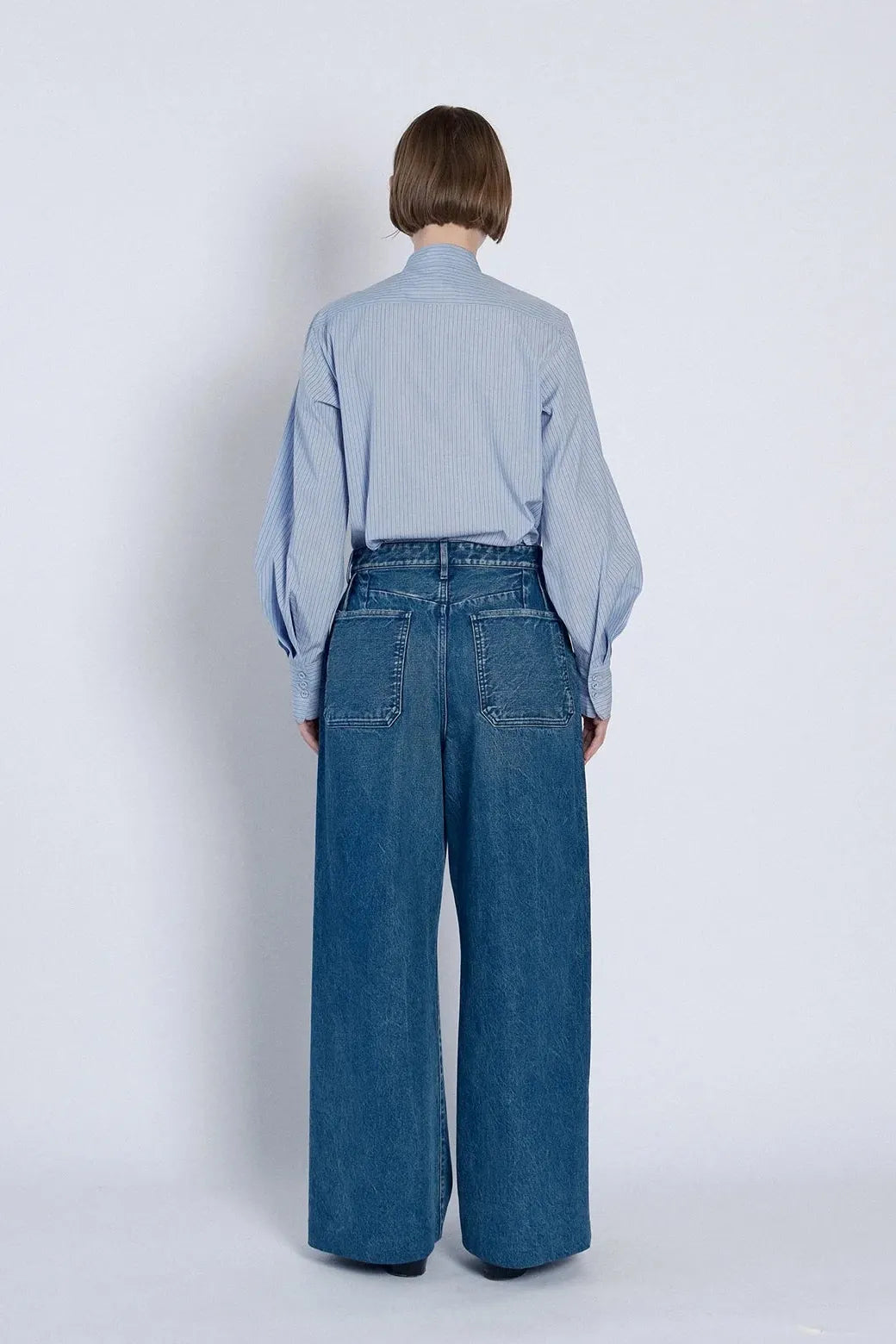 Hakama Jean Trouser in Green Blue by Tanaka Denim-Bottoms-TANAKA-Idlewild