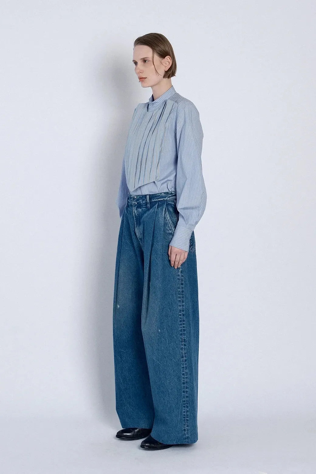 Hakama Jean Trouser in Green Blue by Tanaka Denim-Bottoms-TANAKA-Idlewild