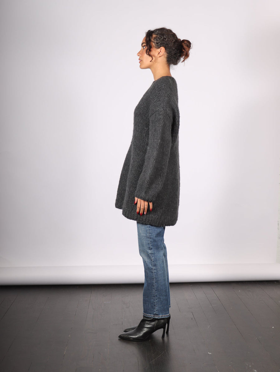 Hand Knit Peplum Pullover in Ink by Lauren Manoogian