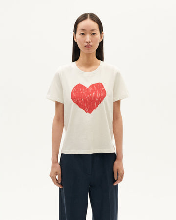 Heart Ida T-Shirt in White by Thinking Mu