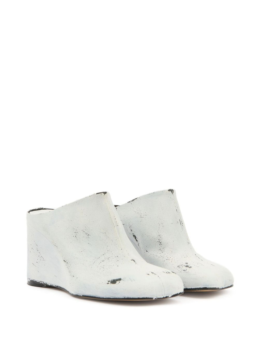 Heeled Slipper Wedge in White by MM6 Maison Margiela-MM6-Idlewild