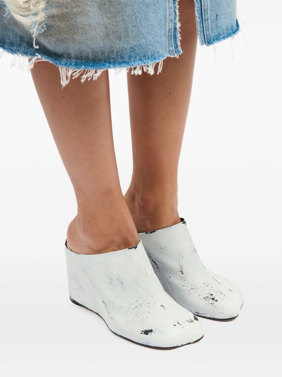 Heeled Slipper Wedge in White by MM6 Maison Margiela-MM6-Idlewild