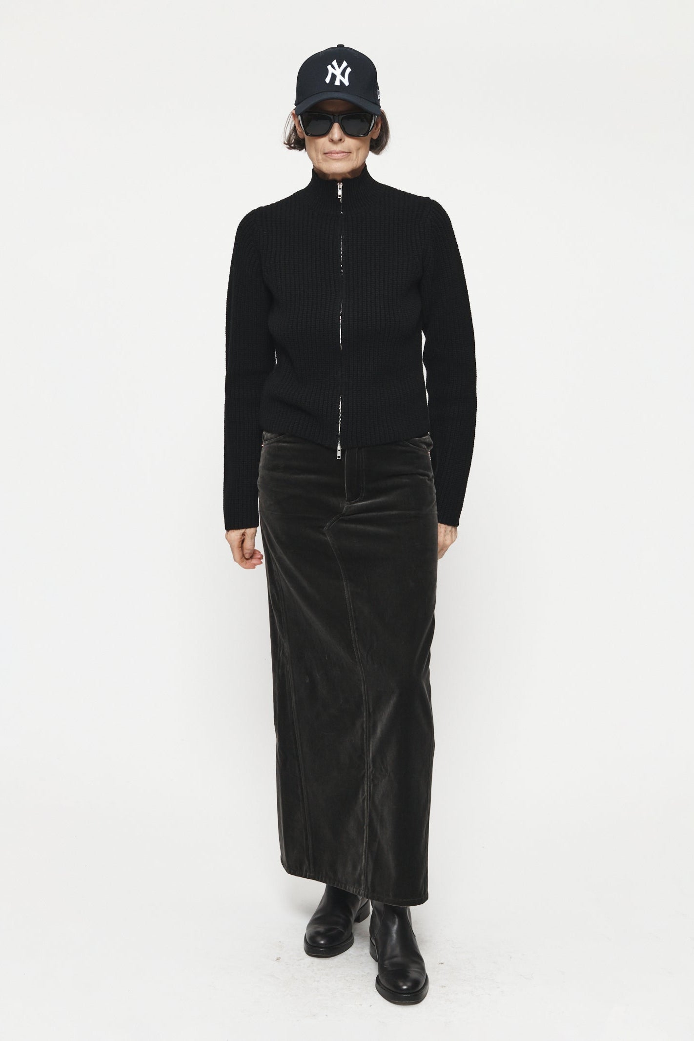 High Neck Zip Up Black by 6397-Tops-6397-Idlewild