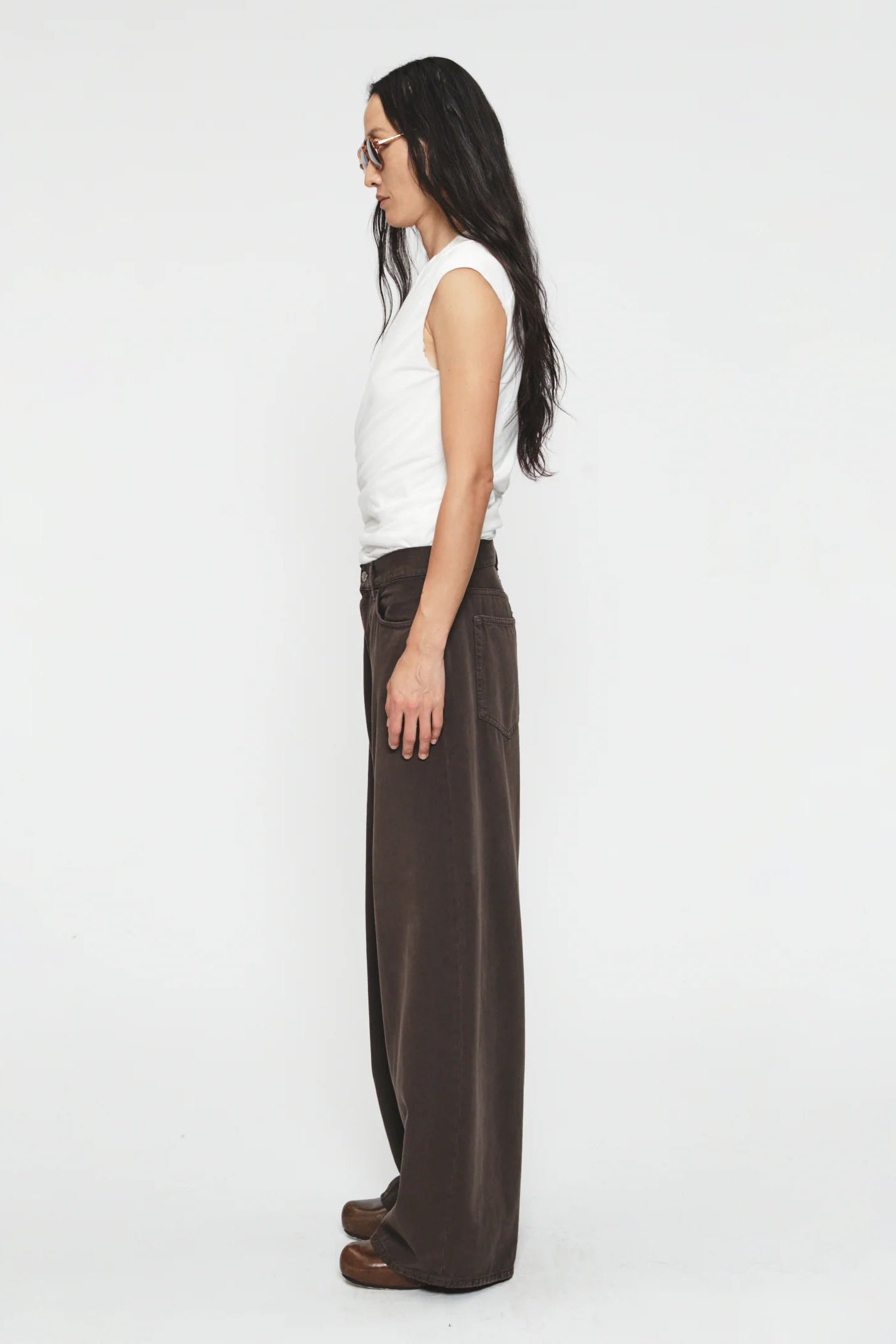 High V Neck in White by 6397-Tops-6397-Idlewild