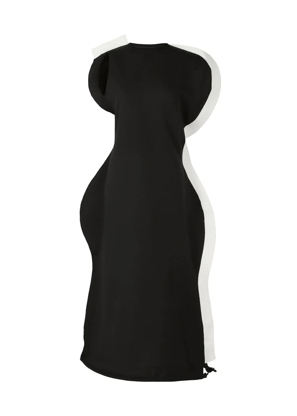 Trunk Show - Rim Knit Dress in Black & White by Issey Miyake-Idlewild