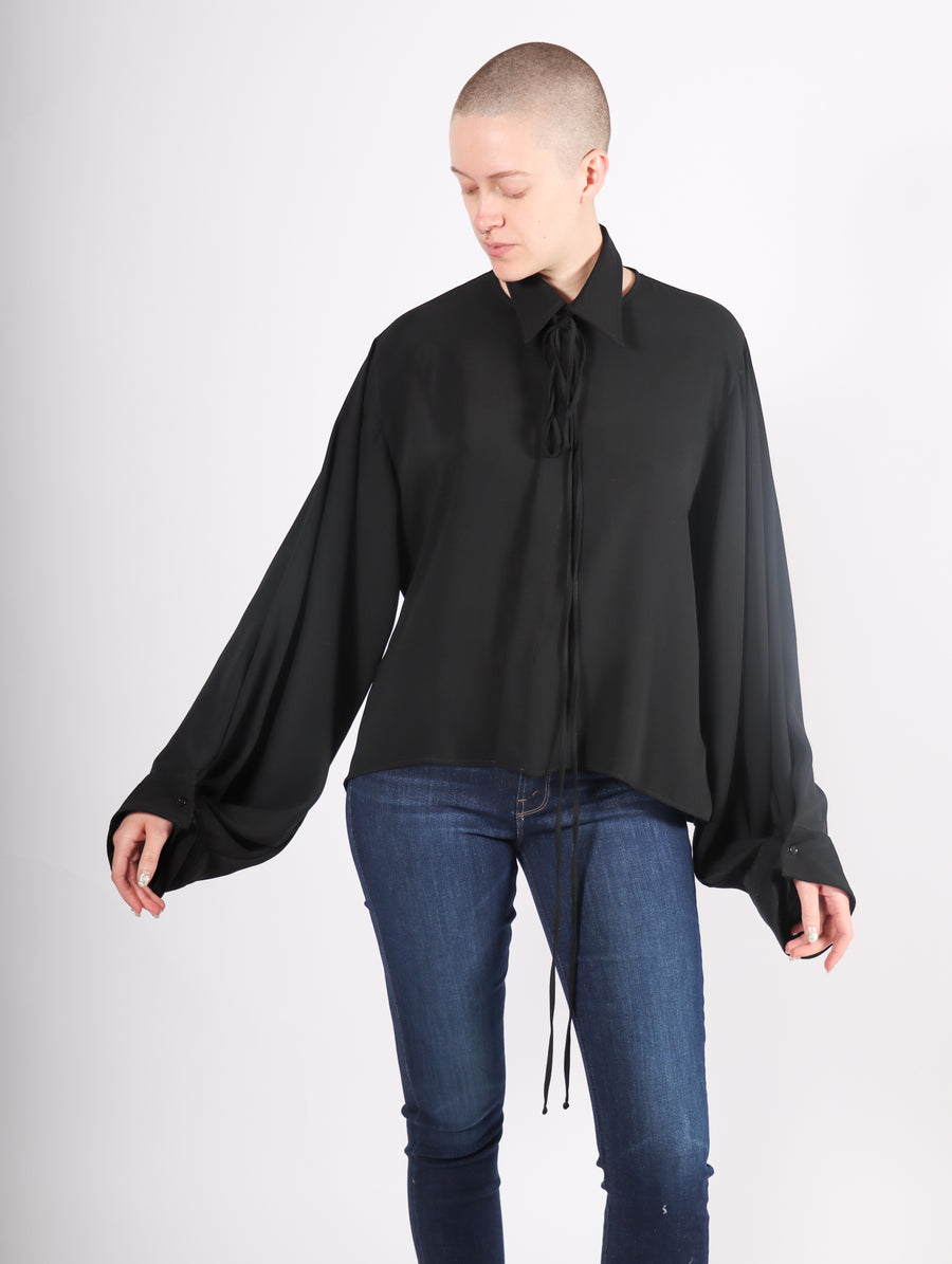 Button Up Convertible Blouse in Black by MM6 Maison Margiela-Idlewild