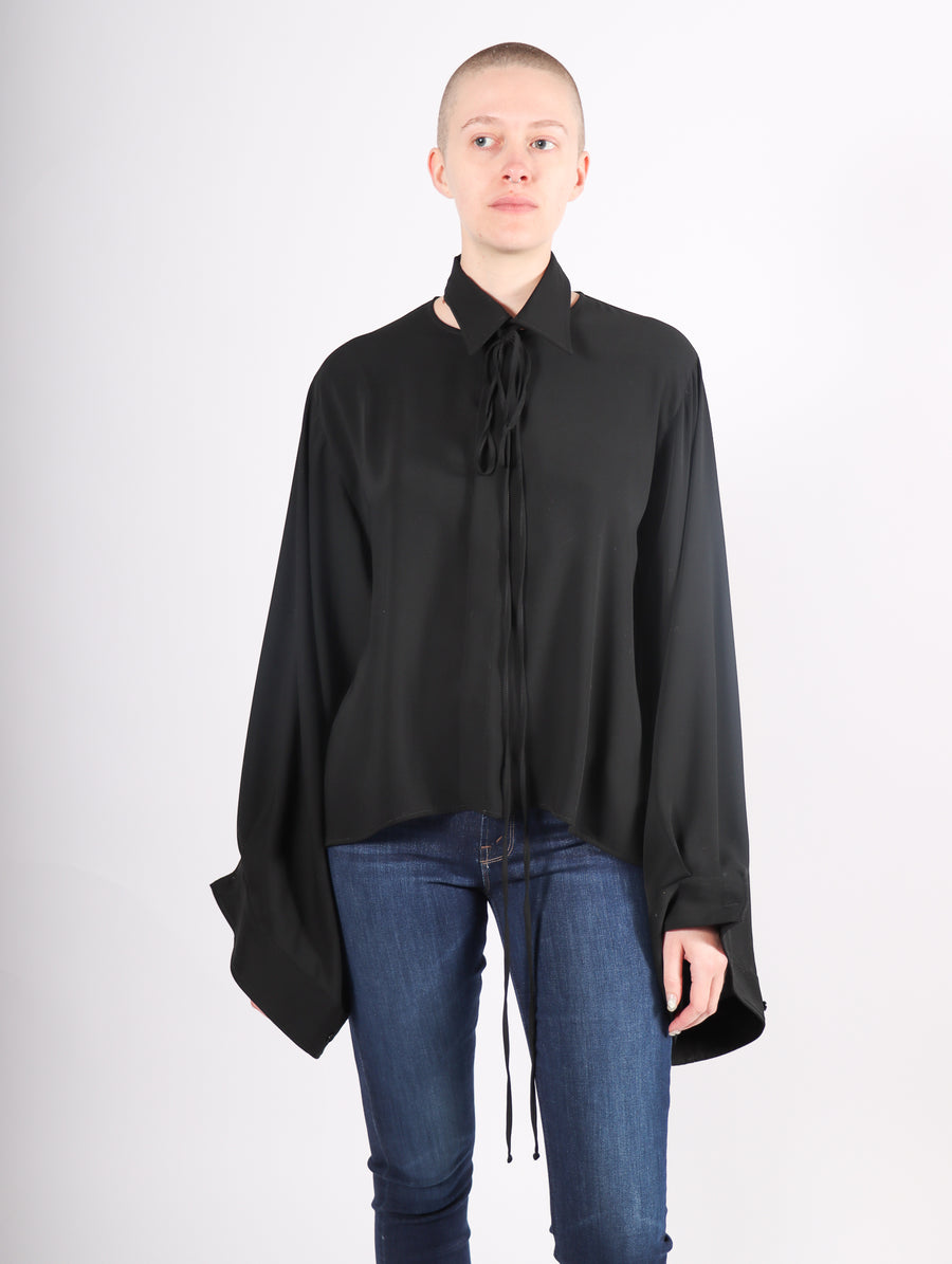 Button Up Convertible Blouse in Black by MM6 Maison Margiela-Idlewild