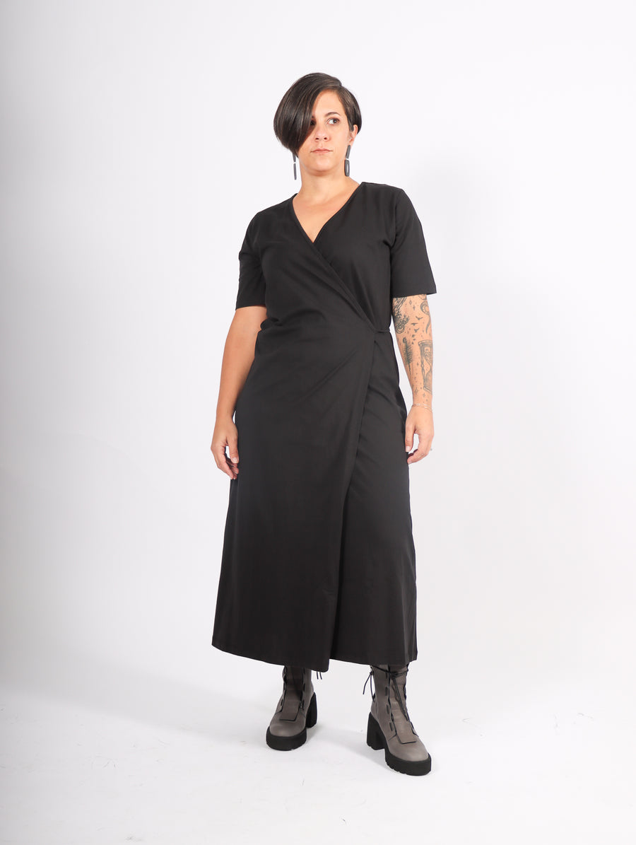 Crossover Dress in Black by Kowtow-Idlewild