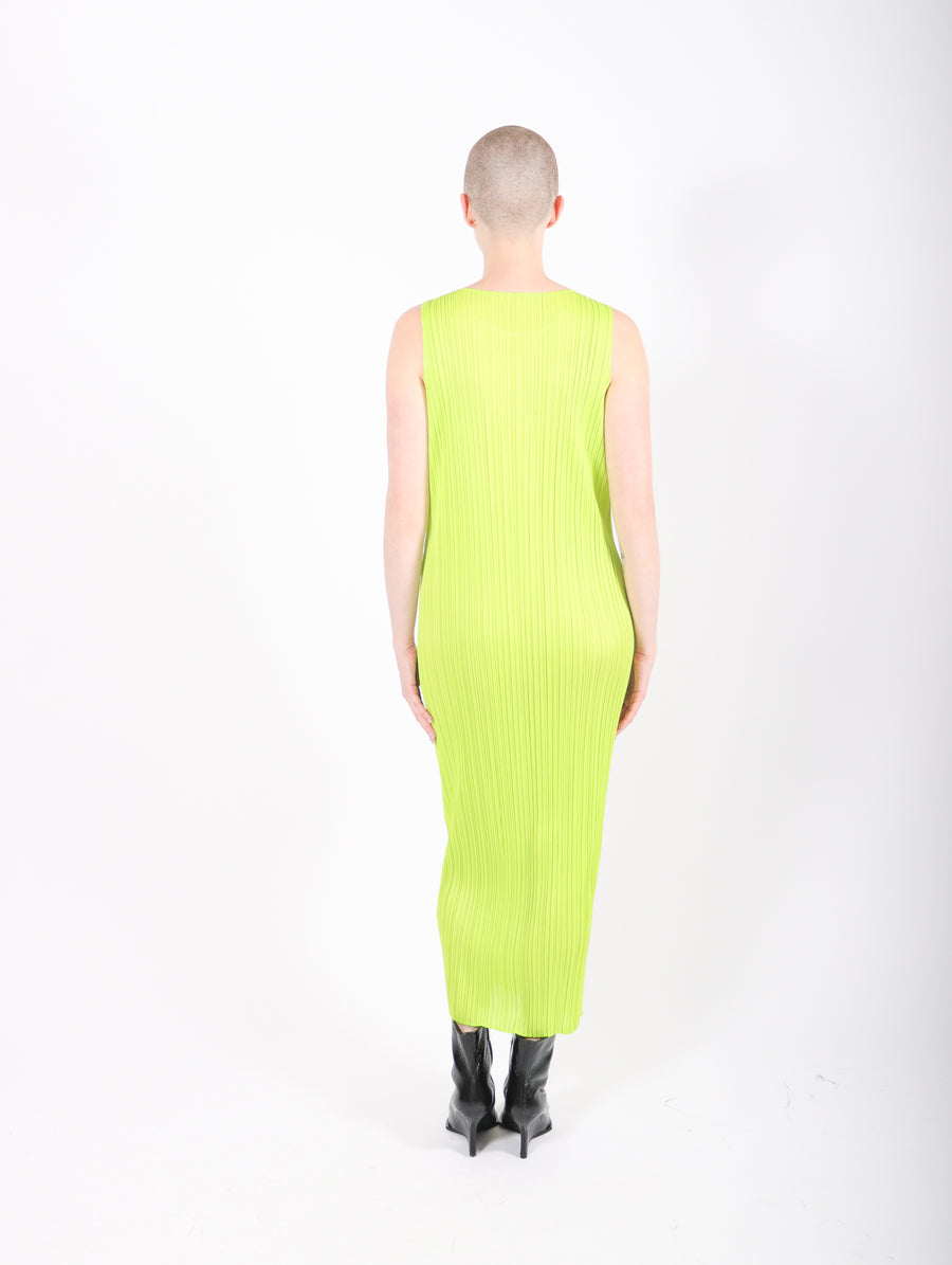 New Colorful Basics 3 Sleeveless Dress in Yellow Green by Pleats Please  Issey Miyake
