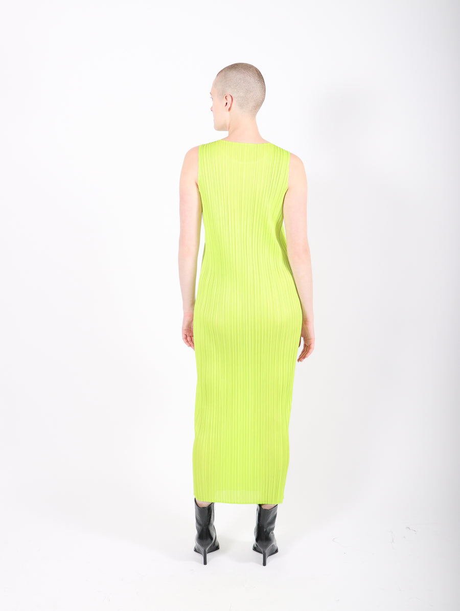 New Colorful Basics 3 Sleeveless Dress in Yellow Green by Pleats Please Issey Miyake-Idlewild