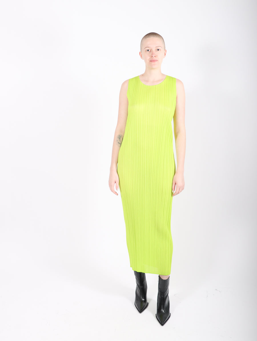 New Colorful Basics 3 Sleeveless Dress in Yellow Green by Pleats Please Issey Miyake-Idlewild