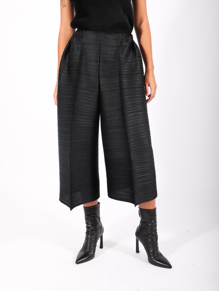 Thicker Bounce Pants in Black by Pleats Please Issey Miyake
