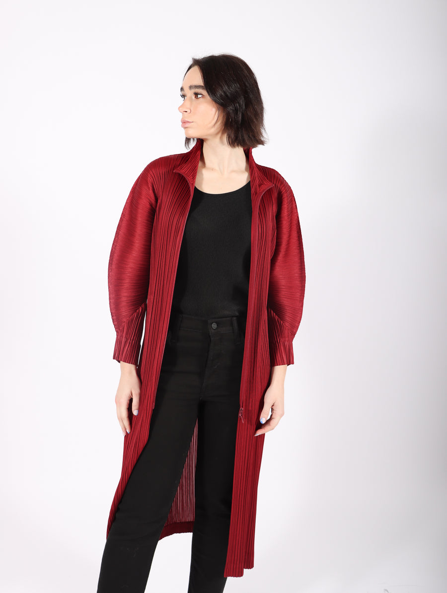 Monthly Colors November Coat in Carmine by Pleats Please Issey Miyake-Idlewild