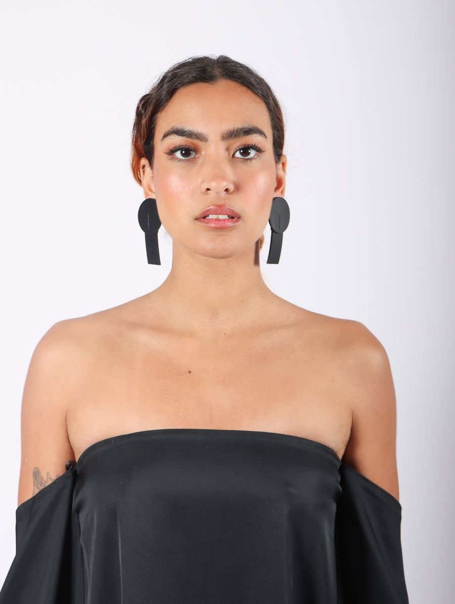 Dot Line L Earrings in Black by Aumorfia-Idlewild