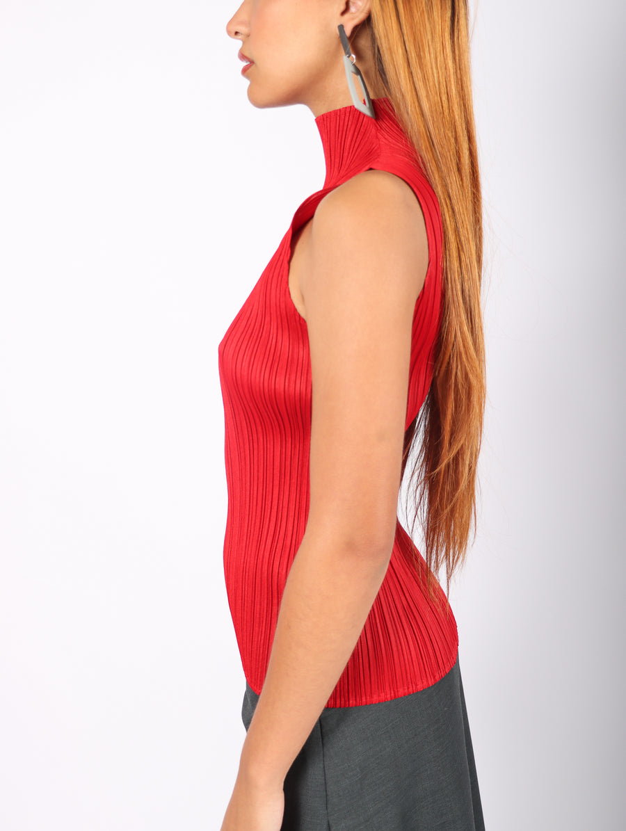 New Colorful Basics 3 Top in Red by Pleats Please Issey Miyake-Idlewild