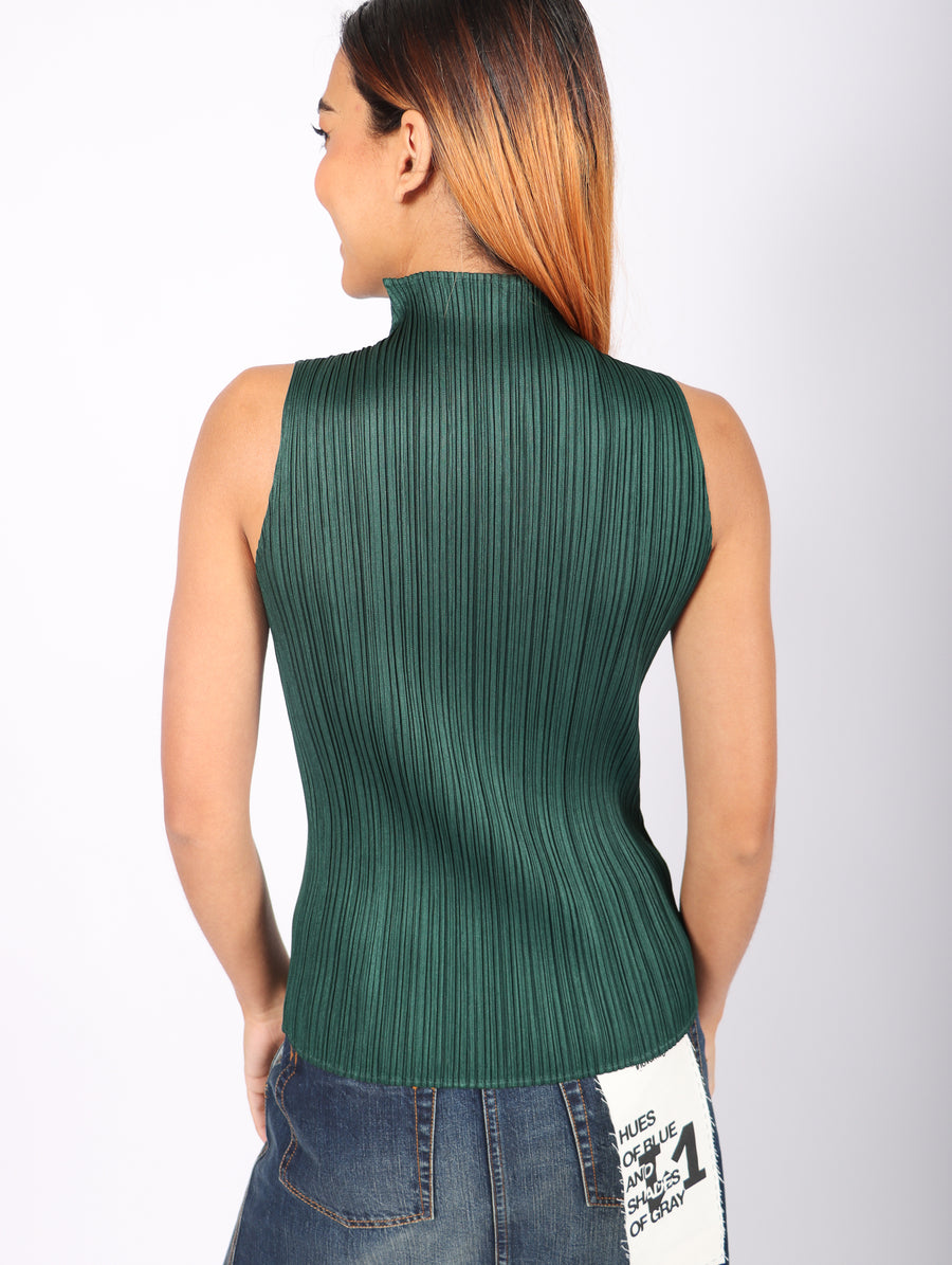 New Colorful Basics 3 Top in Dark Green by Pleats Please Issey Miyake