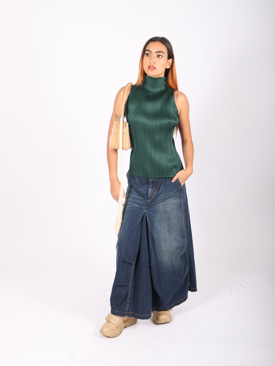 New Colorful Basics 3 Top in Dark Green by Pleats Please Issey Miyake