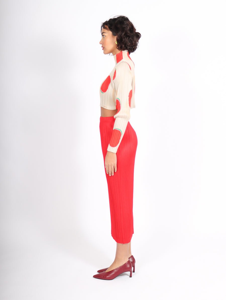 Thicker Bottoms 1 Skirt in Red by Pleats Please Issey Miyake-Idlewild