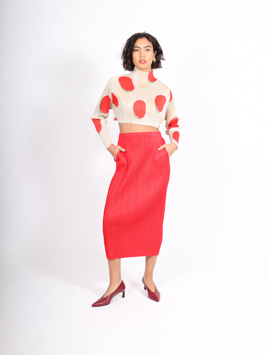 Thicker Bottoms 1 Skirt in Red by Pleats Please Issey Miyake-Idlewild