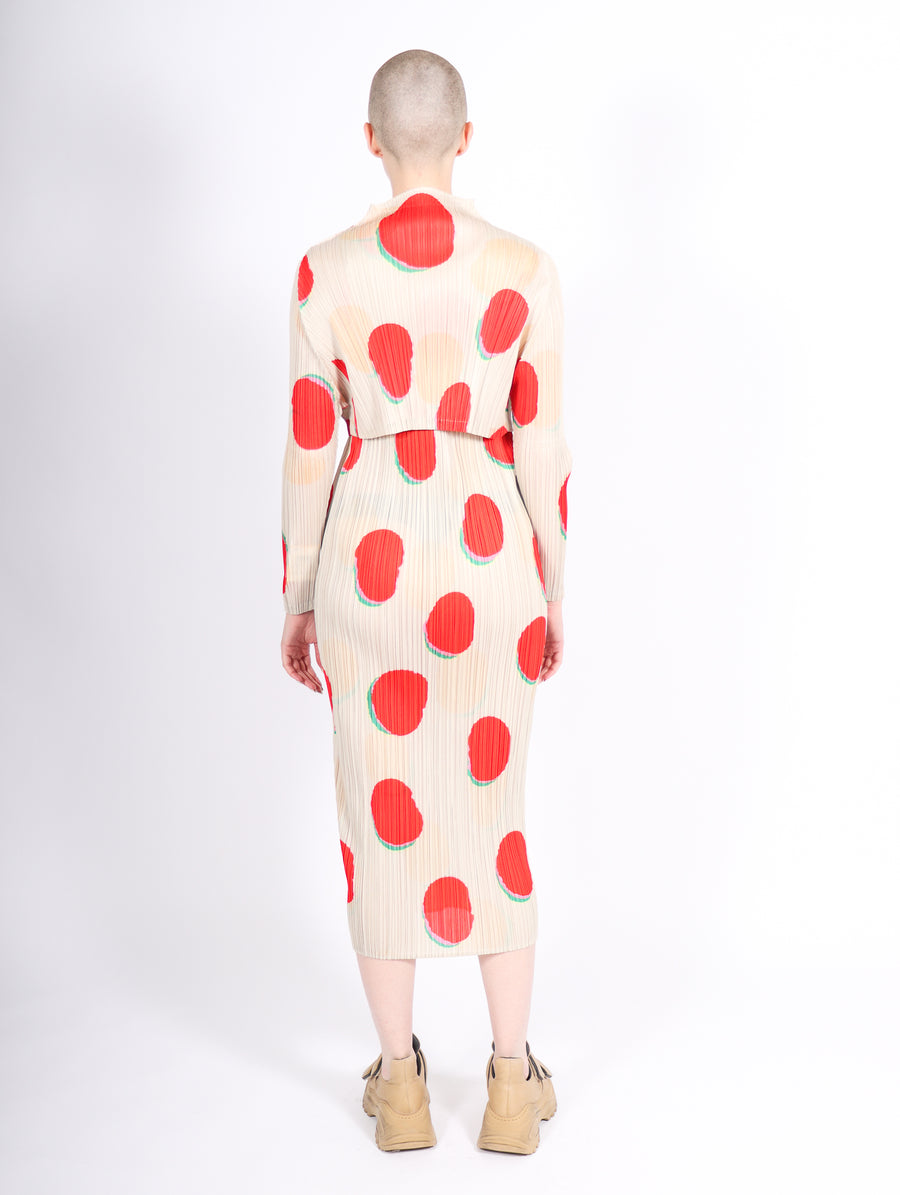 Bean Dots Mockneck Top in Red by Pleats Please Issey Miyake-Idlewild