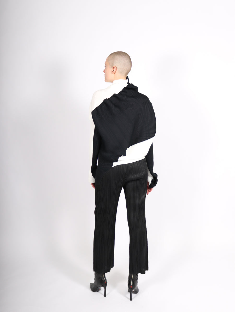 Aerate Sweater in Dark Navy & White by Issey Miyake-Idlewild